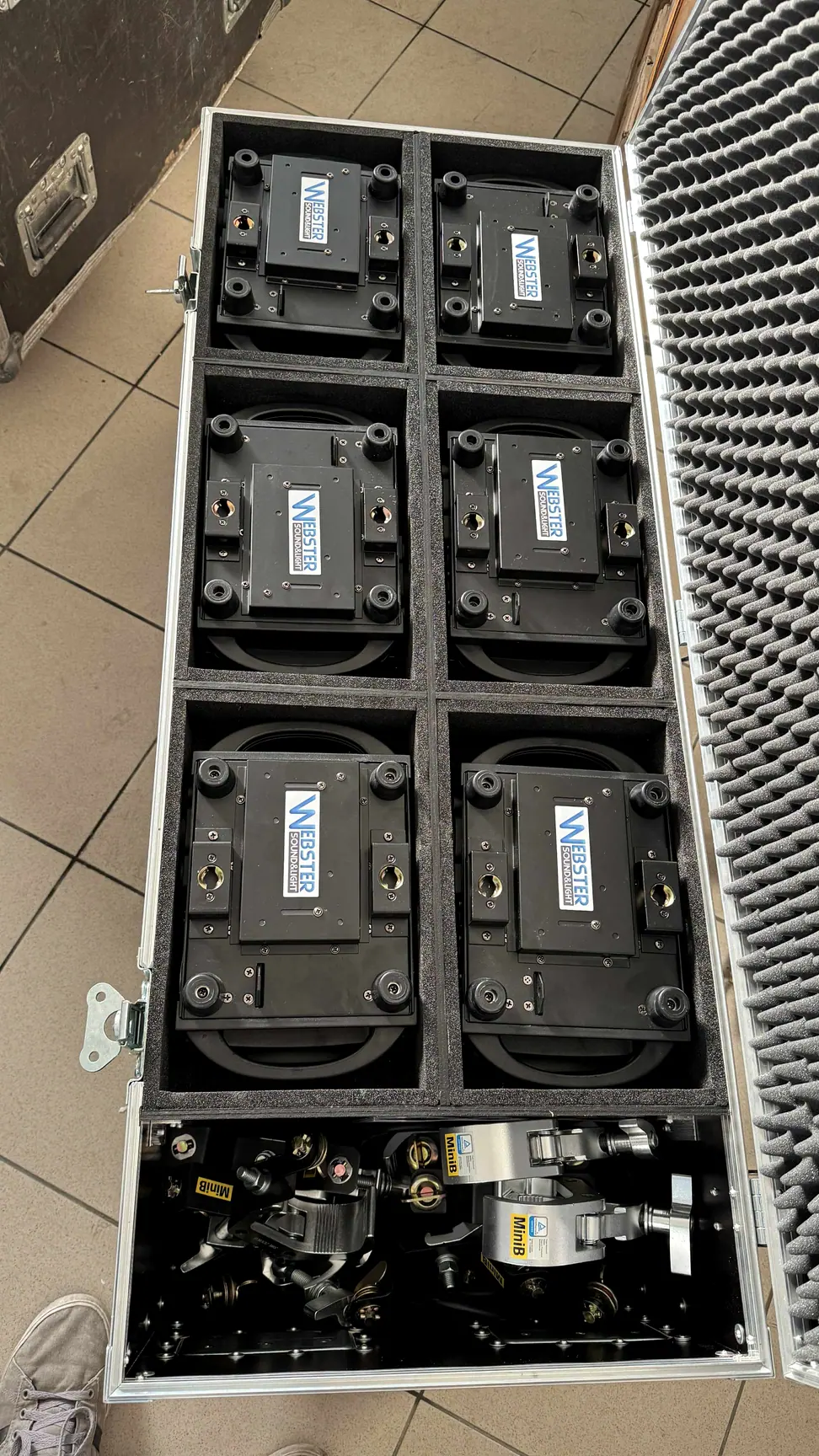 Flightcase so svetelnými zariadeniami Webster