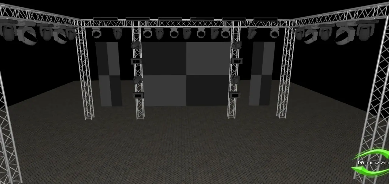 3D vizualizácia truss konštrukcie pódia